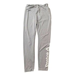 Reebok Light Gray Leggings Women's Size Large Logo